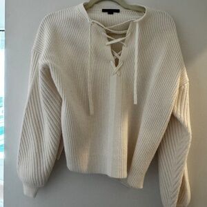 Size Small Ann Taylor white lace up sweater